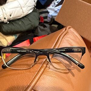 Tory Burch Black and Gold Semi-Rim Cat-Eye Glasses